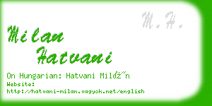 milan hatvani business card